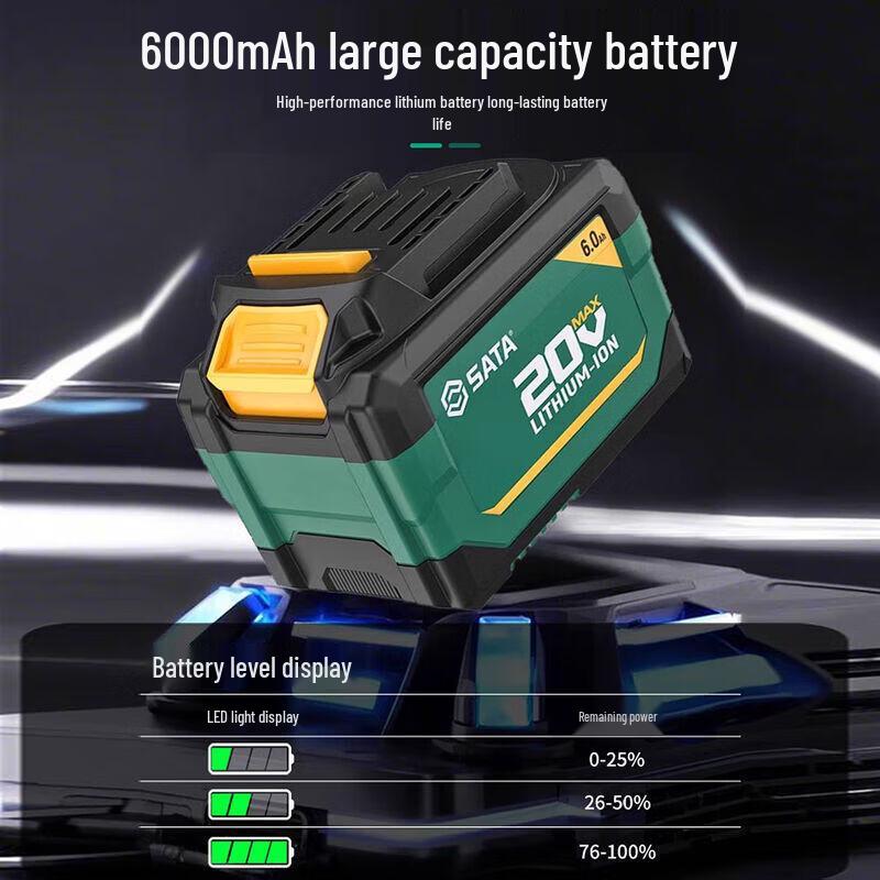 Аккумуляторный ударный гайковерт SATA ChiE Series 20V без щеток, штекер CN (адаптер в комплекте)