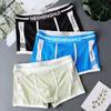 Мужское нижнее белье, летние шорты с сетчатым дышащим принтом и плоскими углами, удобные шорты-боксеры для подростков