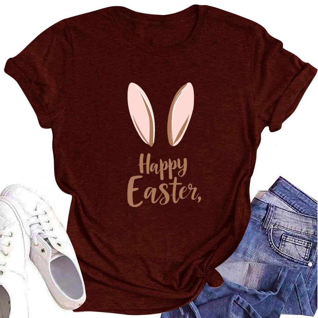 Women's Printed Round Neck Short-sleeved T-shirt Top