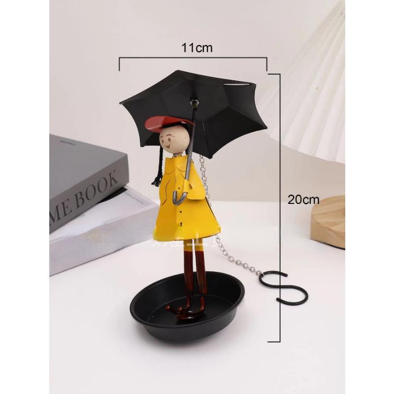 2025 New Umbrella Yellow Little Girl Bird Feeder Metal Outdoor Hanging Feeder Iron Handicraft Hummingbird Feeder