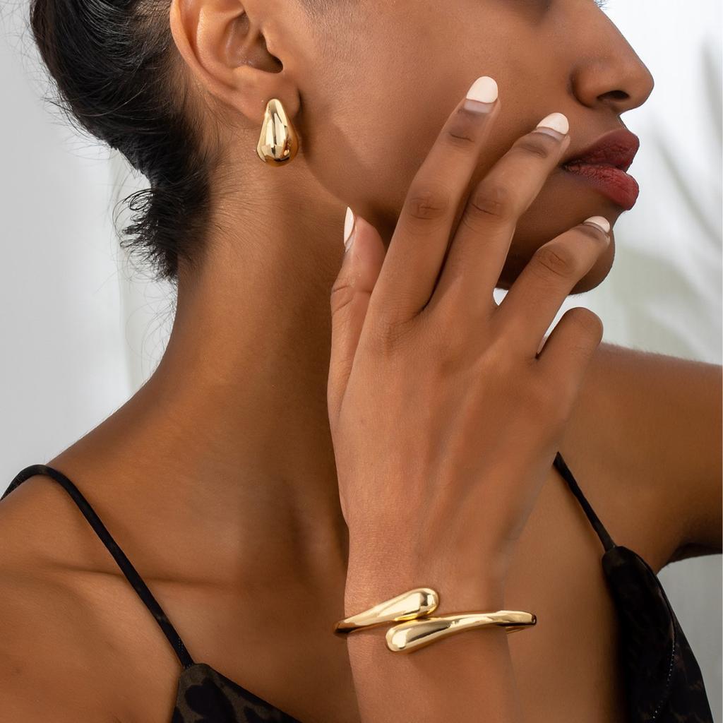 17KM Необычные серьги-капли с открытым кольцом и браслетом для женщин, модные гладкие регулируемые готические украшения в стиле гранж, подарки