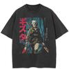 Streetwear Anime Graphic T-Shirt Cotton Washed Black Tshirt Unisex Tops Tees Summer Short Sleeves T Shirt