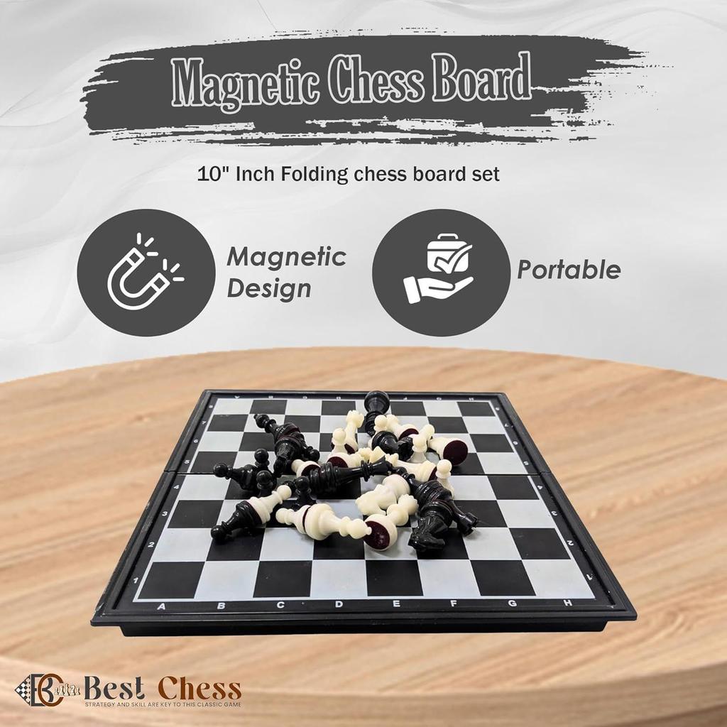 10x10 Inches Magnetic Foldable Chess Board Set Travel Portable Chess Set for Kids and Adult