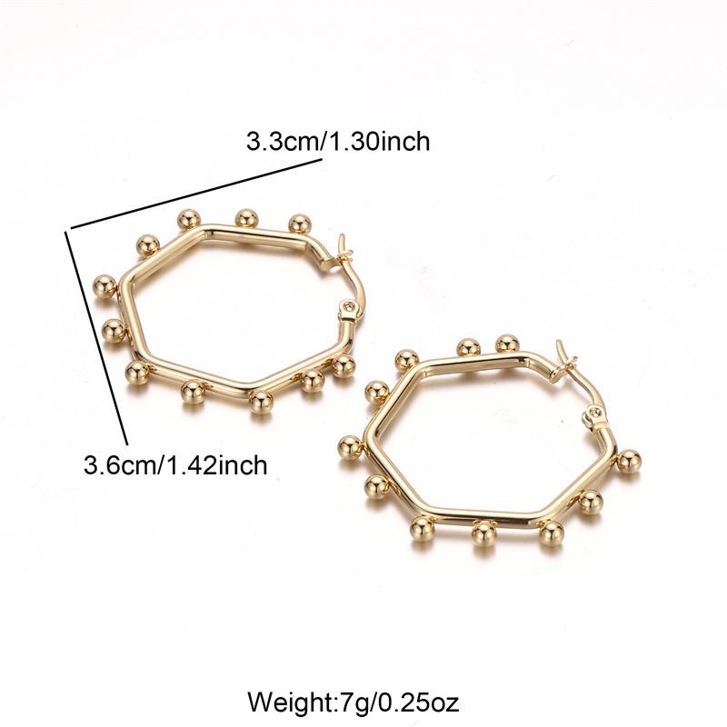 Atoztide Fashion Hollow Bamboo Hoop Earrings for Women Stainless Steel Jewelry Beads Ear Loop Threaded Earrings Mothers Day Gift