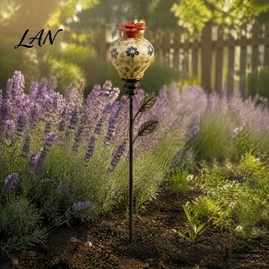 Farmhouse Decor for Patio Hummingbird Feeder Garden Stake, Vintage Resin Flower Decorative Feeder, Wild Easy Install Bird Stand Nectar Yard