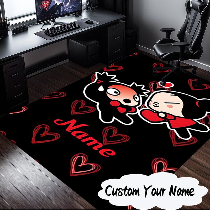 Custom Name Love Friendship Pucca Carpet, Chair Rug,Area Rug for Office Bedroom living rooms bedroom, Doormat decor Christmas fan gifts