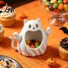 Trendy Desktop Storage Container 3D Printed Halloween Ghost Cat Holder Decorative Kitten Statue with Tabletop Figurines Hollow Storage Candy