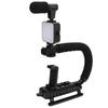 Handheld Video Camera Stabilizer with LED Light Microphone Portable U Shape Camera Stabilizer