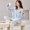Синий плюшевый мишка пижамный комплект для женщин осень зима длинные рукава длинные штаны милая пижама мягкая пижама уютная пижама для девочек пижамы удобные