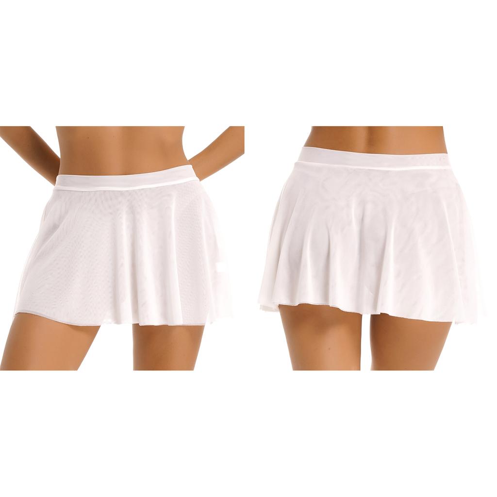 Женская повседневная однотонная плиссированная мини-юбка с высокой талией для ночной одежды, вечерние пижамы, двухслойная сетчатая юбка-трапеция с оборками