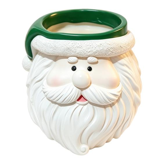 Small Item Storage Holder Cute Santa Claus Resin Flowerpot, Decorative Christmas Desktop Creative Craft Planter, Hand Painted Container for