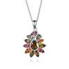 925 Стерлинговое серебро Великолепный дизайн Красочный кулон с натуральным турмалином ожерелье для женщин девушек изысканные ювелирные изделия приятный подарок