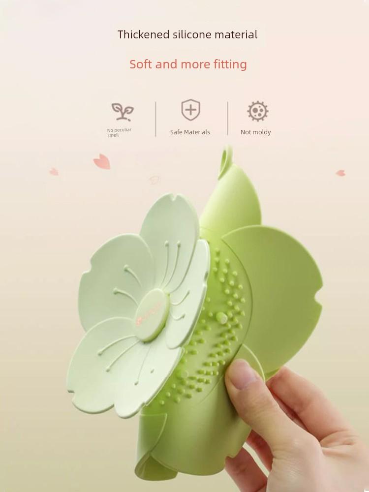 Creative Cherry Blossom Silicone Floor Drain Toilet Insect Proof Sealed Bounce Cover Water Pipe Anti-Odor Neutral Bathroom Appliance