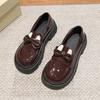 British Style Platform Loafer Single Shoes Retro Japanese Round Head 2025 Autumn New Small Leather Shoes Women's French Bow