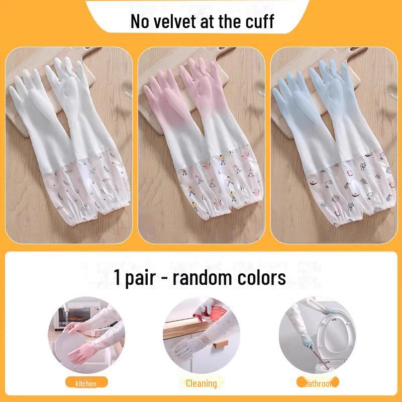 Women's Waterproof Winter Dishwashing Gloves: Durable, Velvet-Lined Rubber for Kitchen, Laundry, and Housework
