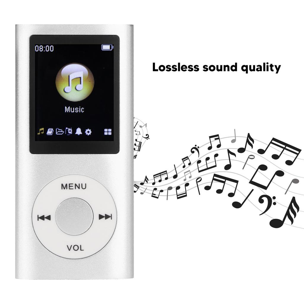 1.8 Inch LCD Screen MP3 Player Mini Portable MP3 Music Player Stylish Aluminum Alloy Lossless Sound Slim for Running