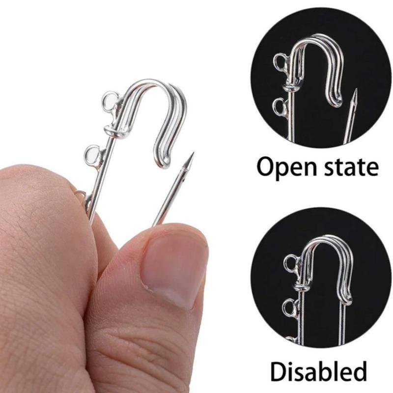 20pcs Heavy Duty Safety Pins Metal Brooch Pin Kilt Fasteners with 3 Loops for DIY Crafts Jewelry Making Arts Sewing Clothes