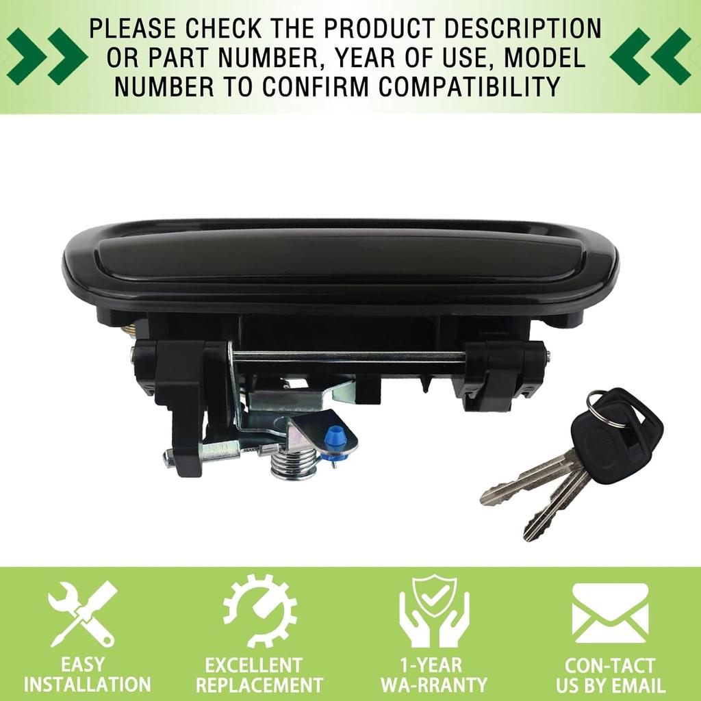 Tailgate Handle Liftgate Latch Handle With Key Lock Cylinder Smooth Black Compatible With 2000-2006 Toyota Tundra Replaces 69090-0C010 69090-0C030-C0