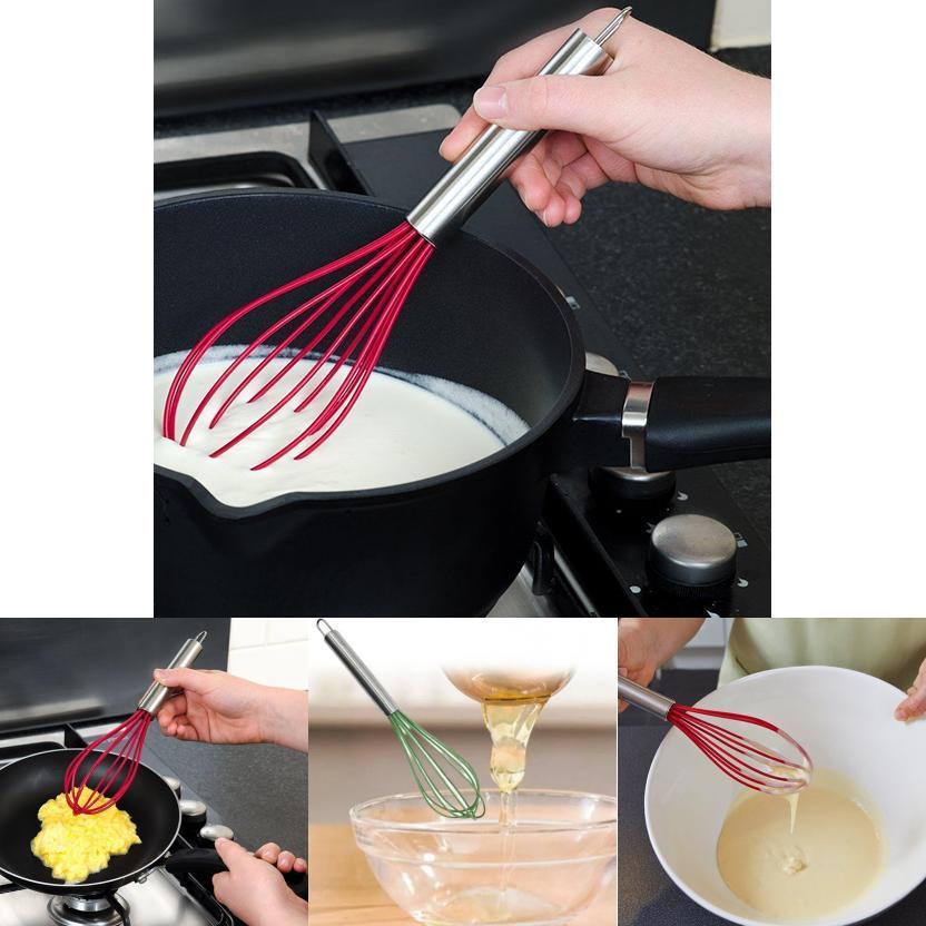 Factory Custom Stainless Steel 304 Egg Beater Cream Whisk Mixer 10 Inch Yellow Silicone