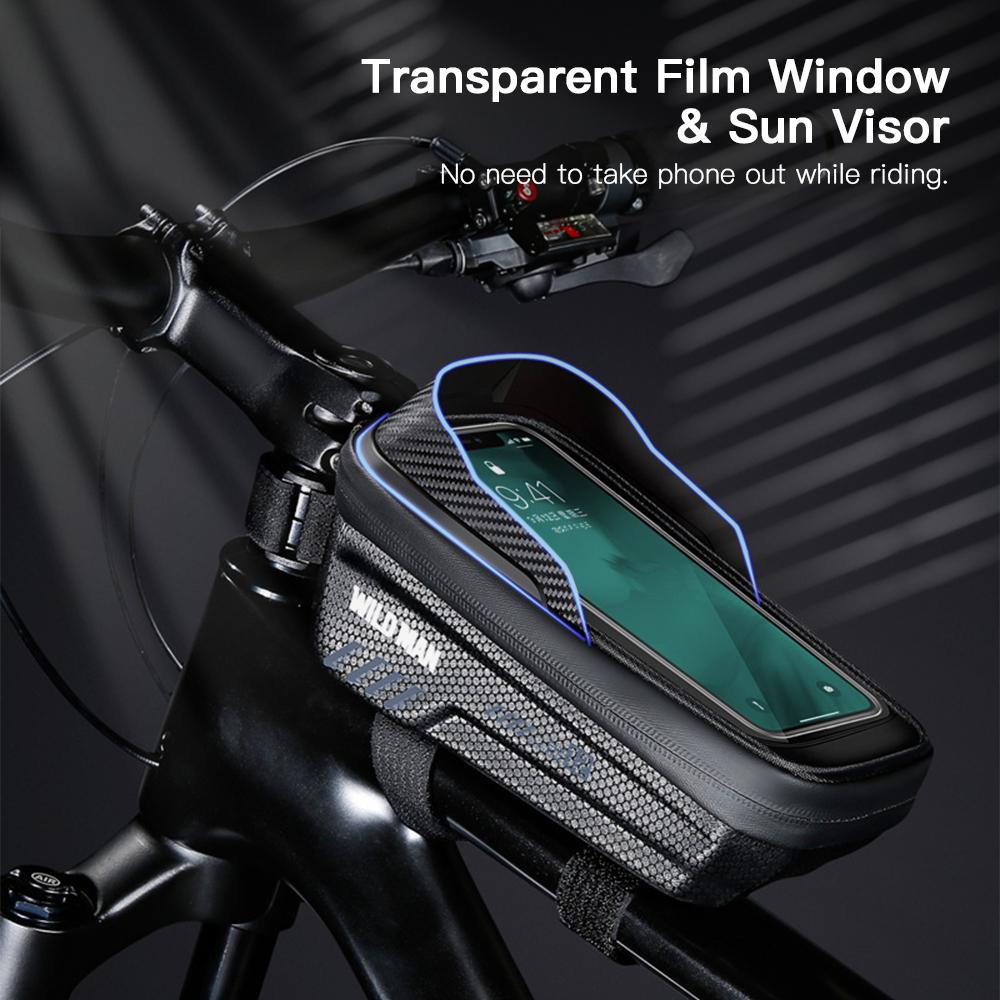 Bike Phone Bag Waterproof Top Tube Bag Bicycle Touchscreen Phone Mount Bag Cycling Frame Bag Fits