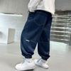 Джинсы для мальчиков Весенние и осенние повседневные брюки Осенние брюки для мальчиков Крутые и модные брюки