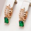 Необычные серьги-кольца цвета розового золота для женщин, блестящие зеленые натуральные цирконы, аксессуары, повседневные изящные подвесные украшения
