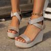 Sandalias De Mujer Verano 2024 Cross Strap Thick Bottom Waterproof Platform Slope Heel Open Toe Sandals Casual Fish Mouth Shoes