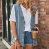 Женский повседневный джинсовый жилет без рукавов с большим карманом и жилетом