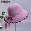 Solid Color Ribbon Bow Women Spring Summer Hats Wide Brim Outdoor Breathable Foldable Beach Sunscreen Hats