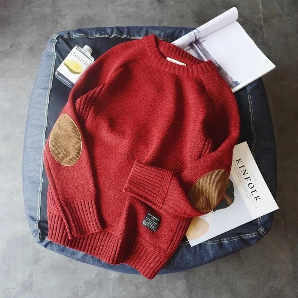 Повседневный свитер Hombre Fashion для мужчин, теплый однотонный осенний свитер с длинным рукавом, мужской крой, молодежный, с V-образным вырезом