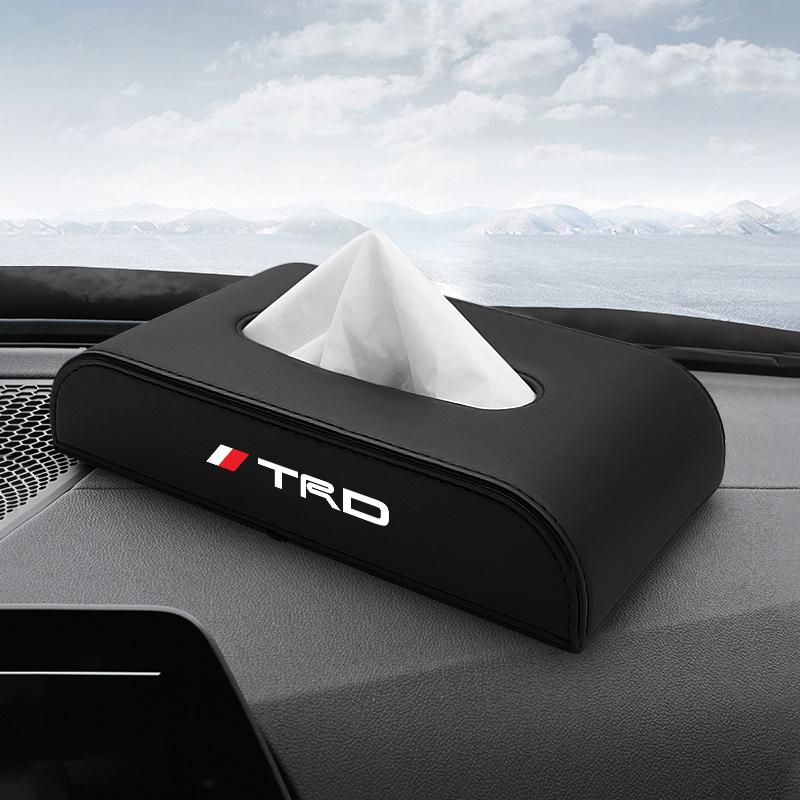 1pcs Car Tissue Box Holder Armrest Box Storage Case Emblem for Toyota TRD Corolla Camry Rav4 Yaris Hilux Prius Auris Car Accessories