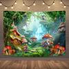 1pc mushroom forest background fabric banner suitable for garden celebration party anniversary holiday celebration