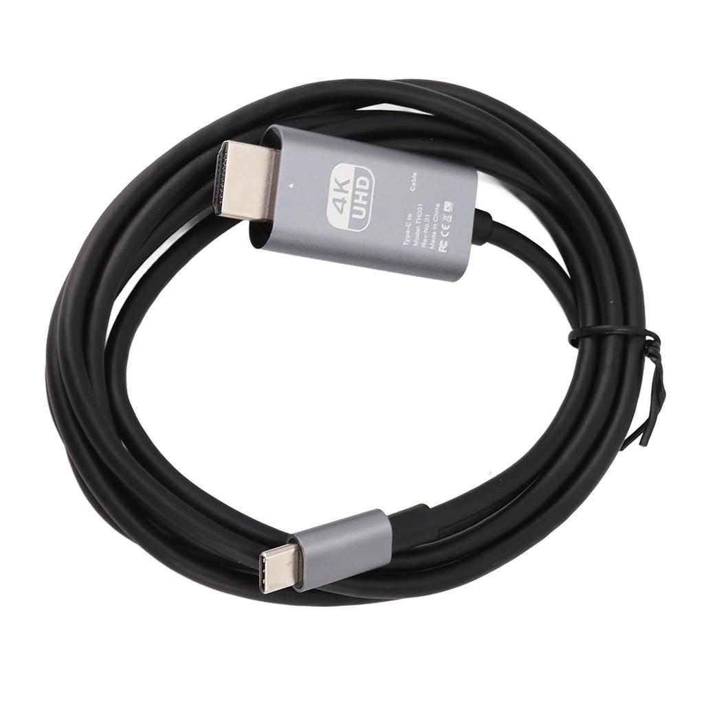 Type C To HD Multimedia Interface Cable 4K 30Hz Plug and Play UHD USB C To HD Multimedia Interface Adapter Cable