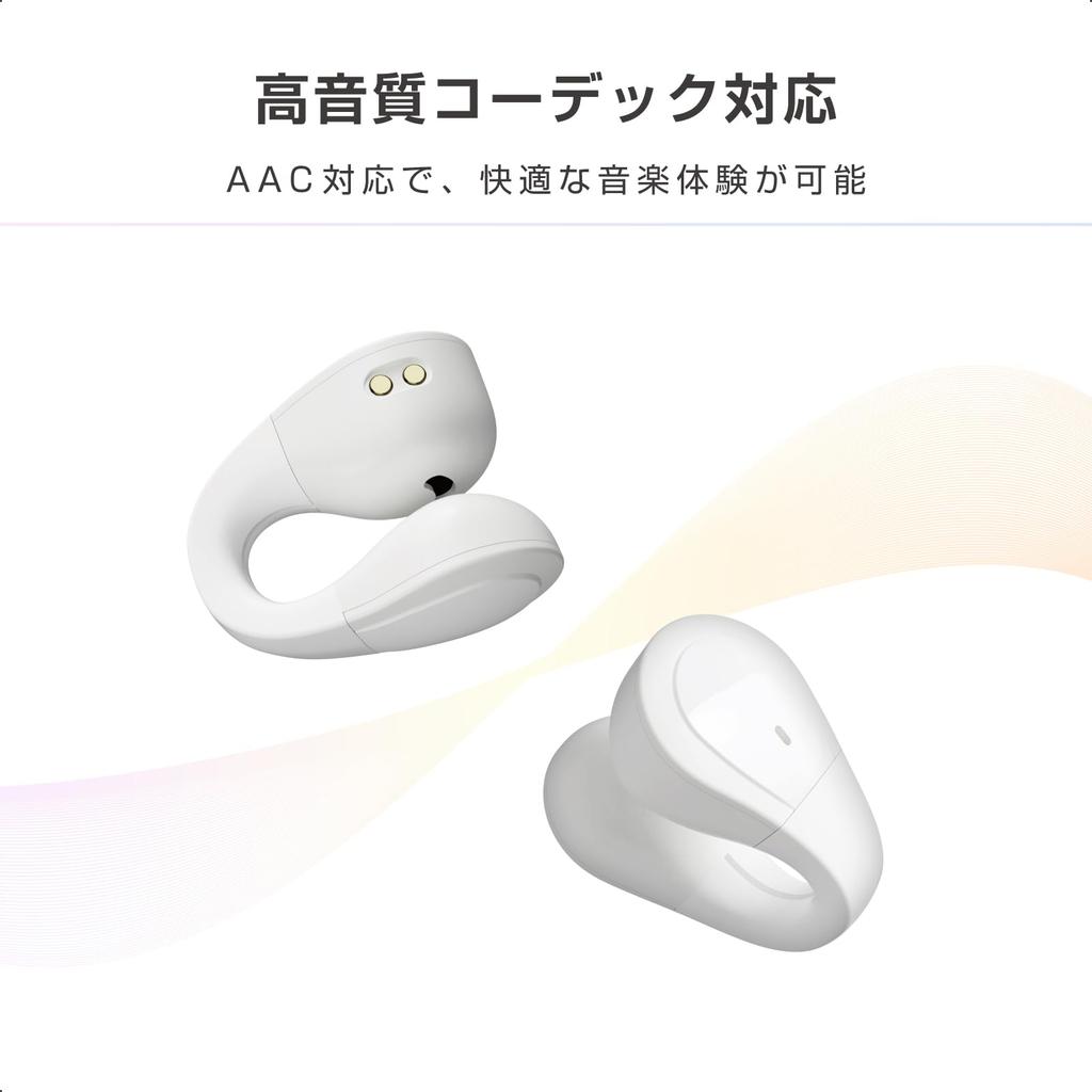 Kashimura Wireless Earphones Ear Cuff Ambient Sound Call White Open-Ear Style, Visible, AAC, Compatible, BL-140