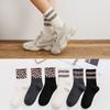 Retro Style Cotton Leopard Pattern Warm Socks Mid Tube Socks Autumn Winter Long Socks