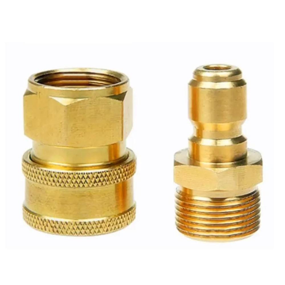 2Pcs 3/8'' or 1/4" Pressure Washer Adapter Kit M22 14mm 12mm Female Male Swivel To Quick Connect Release Set Nozzles