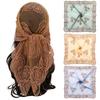 Headscarf Square Scarf with Lace Embroidery Rose Elements Soft Fabric Lace Head Wrap Clothing Accent