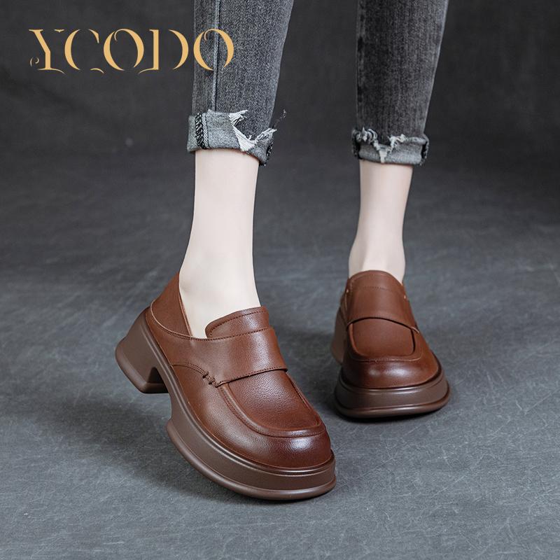 Женские весенние, летние и осенние лоферы из натуральной кожи на толстом каблуке, тапочки, кожаная обувь для двух видов обуви