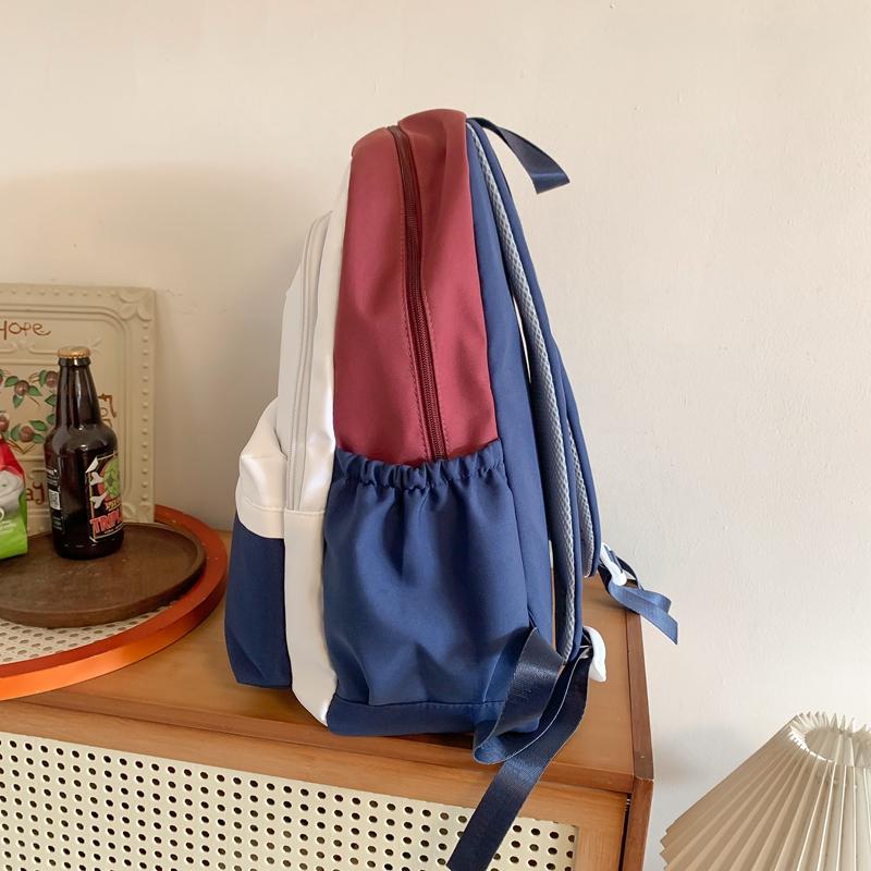 Female Block Color Backpack Girls School Bag Junior High School Student Backpack