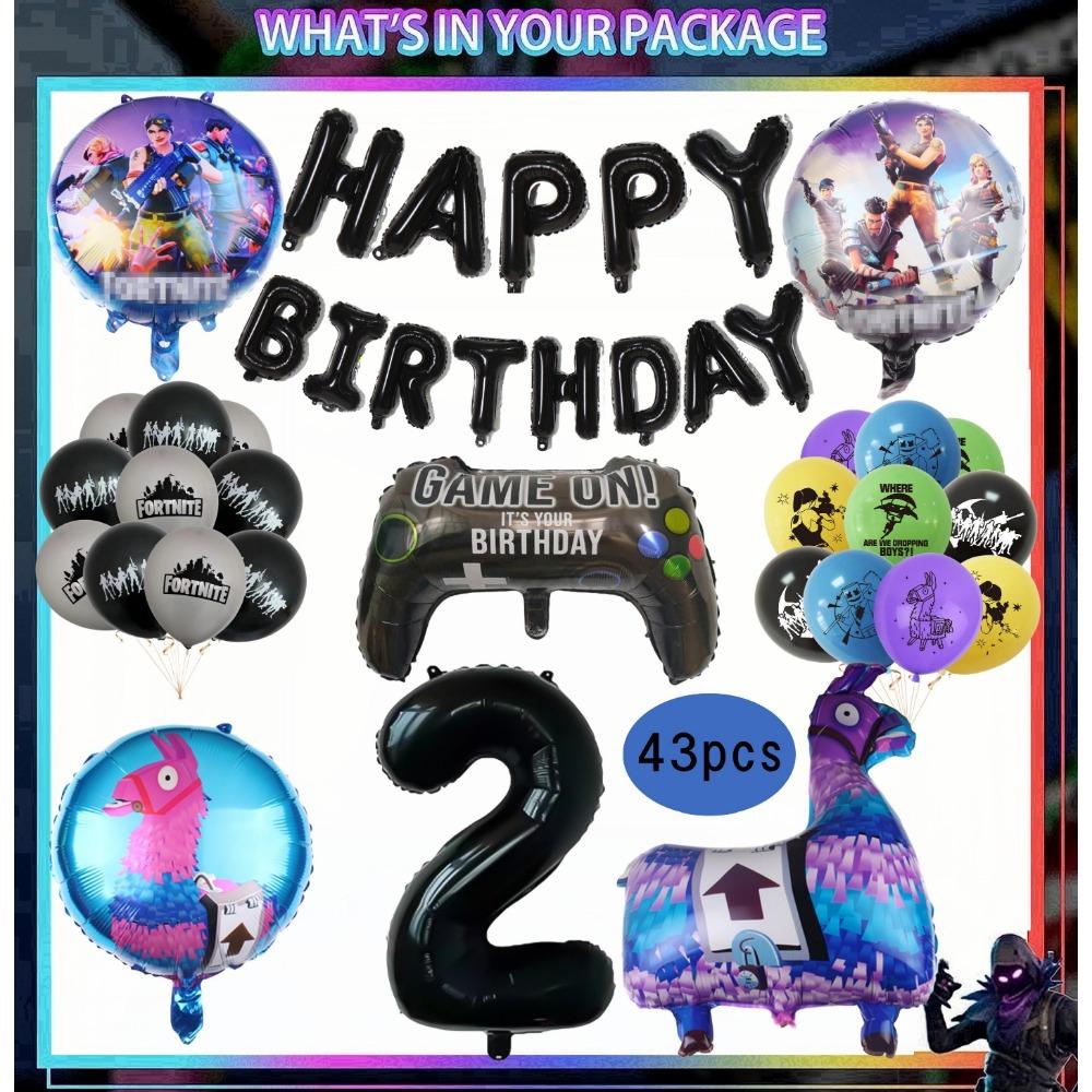 Игровой автомат Fortnition Декорации для дня рождения Набор посуды на 10 человек Задний фон Воздушный шар с альпакой Для детского праздника