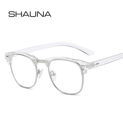 SHAUNA Anti-Blue Light Classic Vintage Мужские полуоправы Оптические очки Женские компьютерные очки