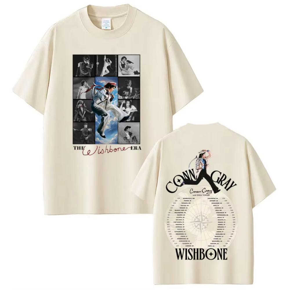 Конан Грей Wishbone World Tour Печатные футболки Летние Мужские Женские Винтажные футболки Летние Хлопковые Повседневные футболки Топы