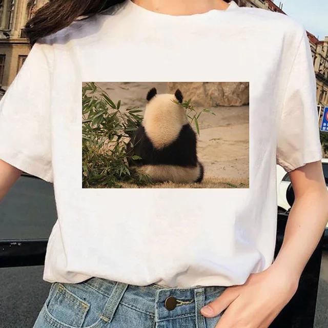 Cute Giant Panda Graphic Tshirt Wos Summer Sexy Top Casual Printed Shirt Fashionable Summer Fashion Polyester Fabric