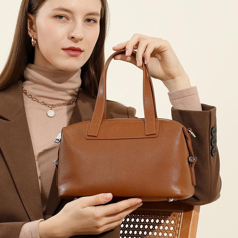 Women's Leather Handbag Handbag Retro Atmosphere Boston Bag Women's Leather Shoulder Bag Women's Crossbody Bag