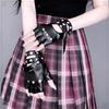 Lolita Accessory Goth Punk Fingerless Gloves Women Knuckle Gothic Rivet Gtrap Pink Black Artificial Leather GloveStage Personali