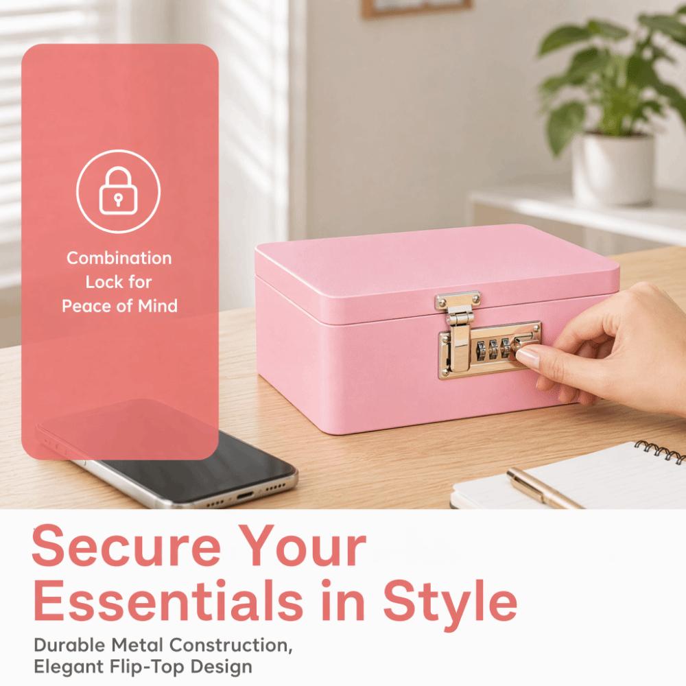 Solid Color Password Lock Iron Box Rectangular Piggy Bank Combination Lock Storage Box Home Office