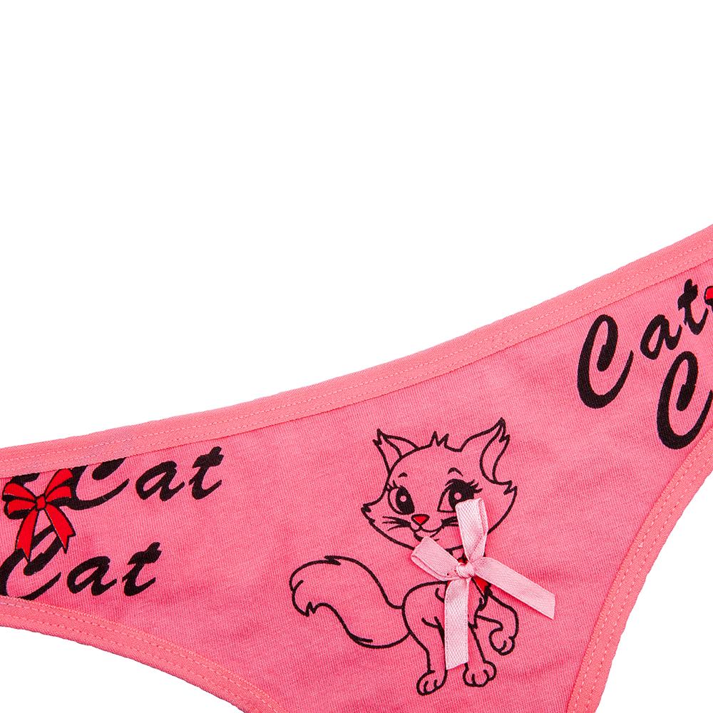 Женские стринги с принтом кошечки