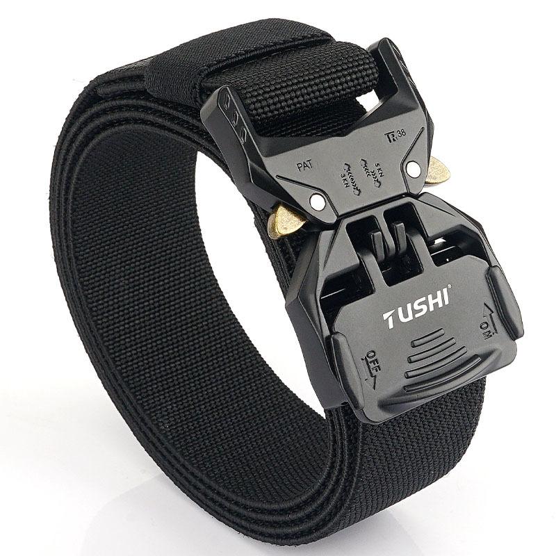 Новый мужской ремень для поездок на работу с автоматической пряжкой из нейлона, универсальный двухслойный толстый ремень для отдыха на природе