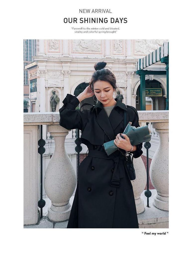 Женский тренч средней длины для миниатюрных фигур в корейском стиле, осень/зима 2025