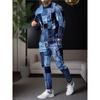 Autumn Men's Sportswear Suit Mens Long-sleeved T-shirt Long Pants Suit Retro Quilted Print Casual Street Tops Two-piece Clothing